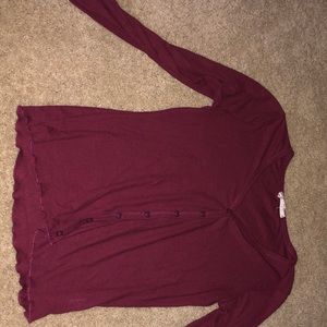 Burgundy button up sweater long sleeve